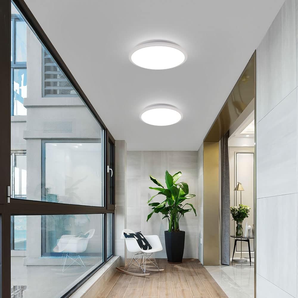 DELIPOP 4 Pack 12 Inch Ceiling Light, IP54 Waterproof 24W Surface LED Ceiling Light for Indoor/Outdoor, Round Ceiling Light Fixture for Bathroom, Bedroom, Kitchen, Hallway, Balcony