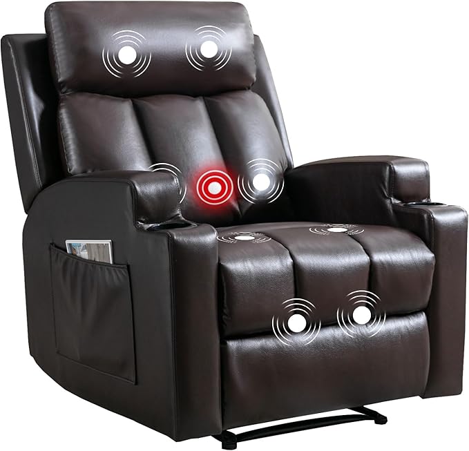 Manual Recliner Chair with Massage and Heat Ergonomic Overstuffed