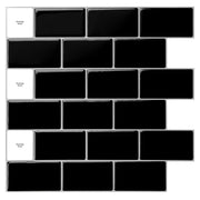 30cm Peel and Stick Backsplash Tiles for Kitchen, Shiny Black (A17000BK)