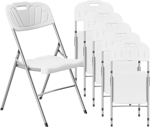 Folding Chair Set of 6,- 550 lbs Weight Capacity - Comfy Ergonomic Plastic Folding