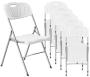 Folding Chair Set of 6,- 550 lbs Weight Capacity - Comfy Ergonomic Plastic Folding