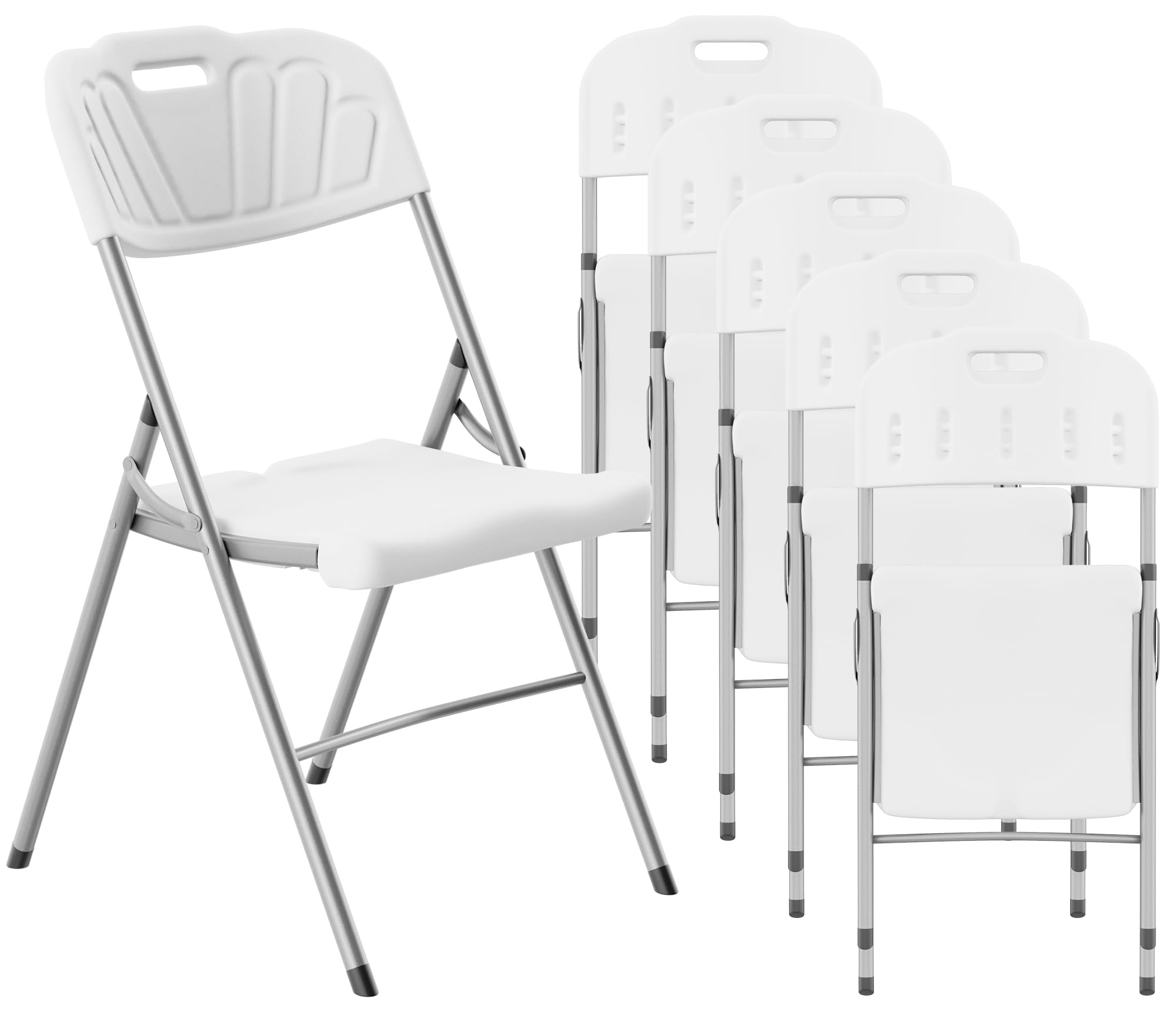 Folding Chair Set of 6,- 550 lbs Weight Capacity - Comfy Ergonomic Plastic Folding