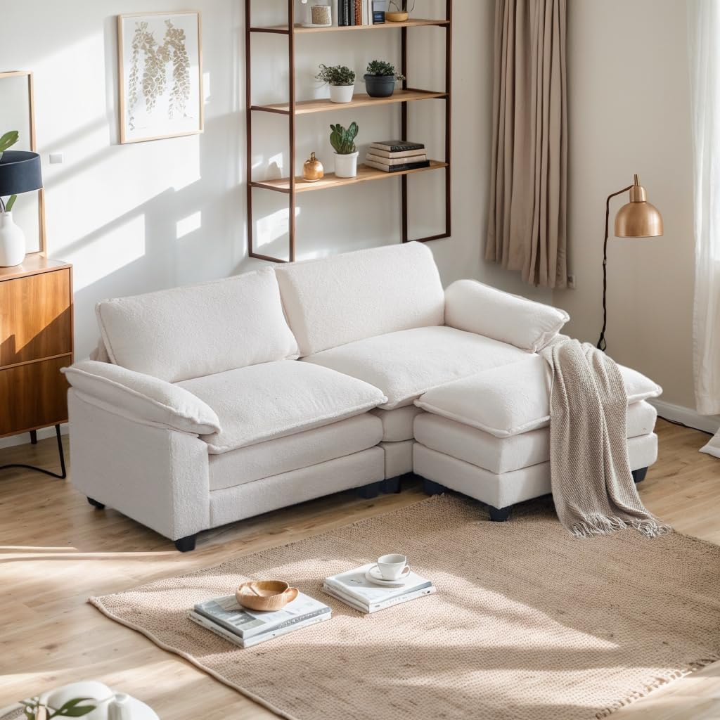 Sectional Sofa Modular Deep Seat Sofa Couch with Ottoman