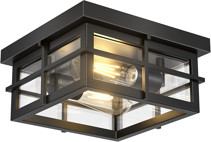Flush Mount Ceiling Light, 4-Light Indoor Outdoor Light Fixtures for Porch