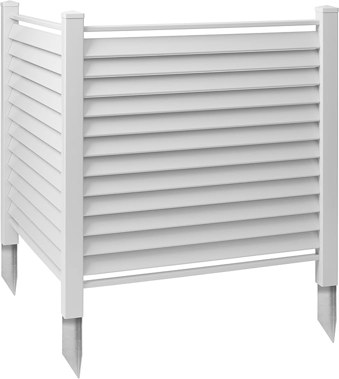 48" x 48" Louvered Privacy Screen - Outdoor Vinyl Fence Panel Enclosure for AC/Trash