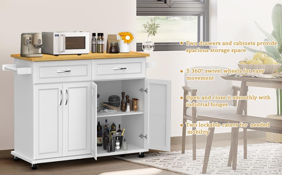 Kitchen Island Cart with Storage Kitchen Carts on Wheels with Drawer and Cabinet