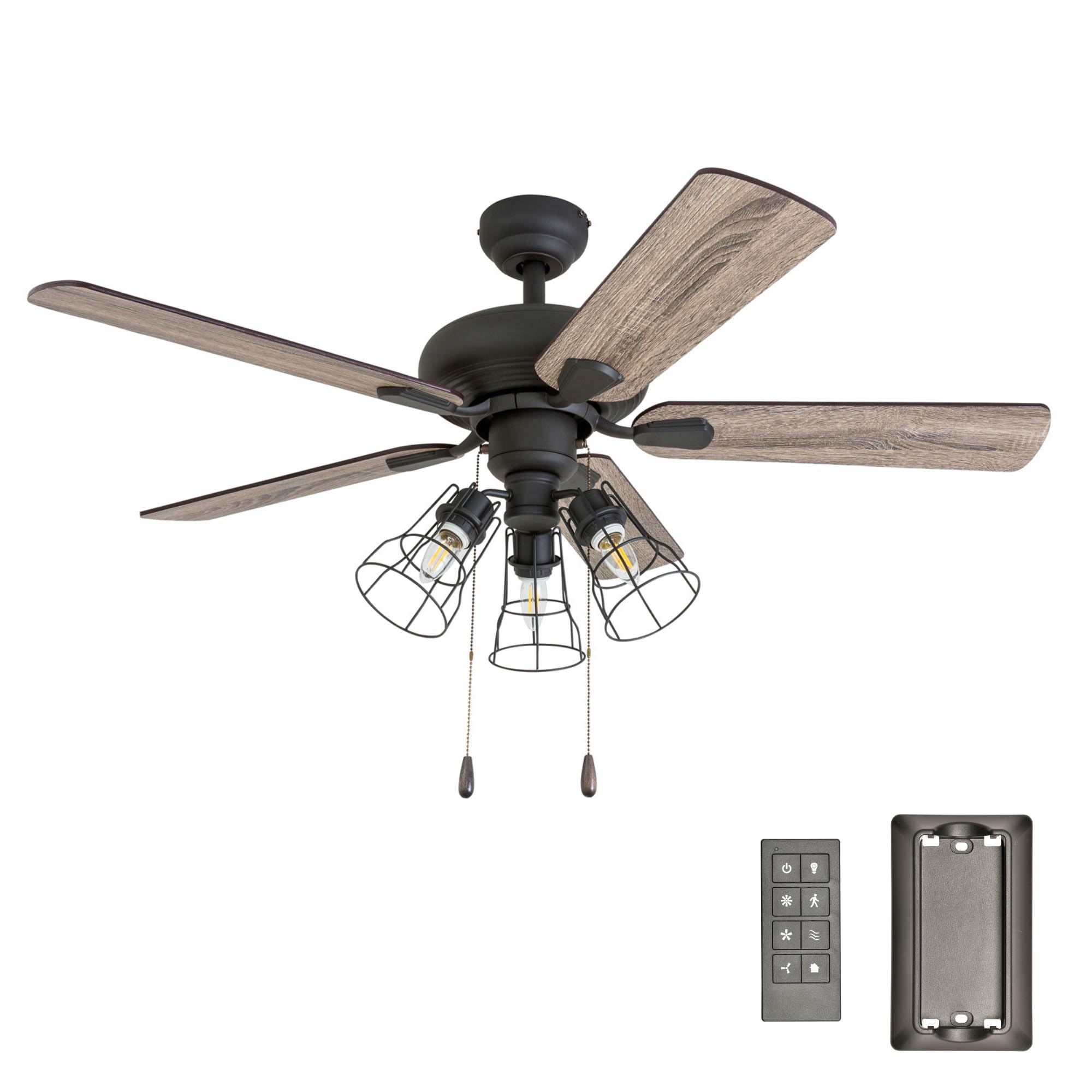 Madison County, 42 Inch Industrial Style LED Ceiling Fan with Light, Remote Control