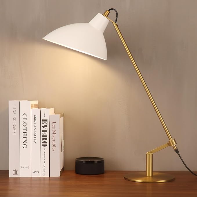 Modern Industrial 100% Metal Table Lamp 22", Soft White Light (3000K) with Adjustable