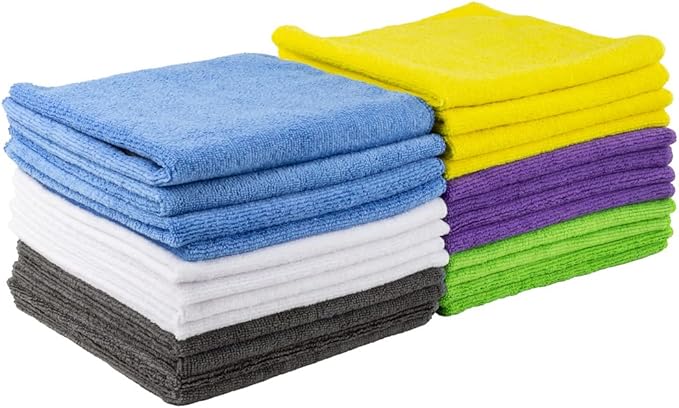 Clean Tek Professional 16 x 16 Inch Cleaning Cloths 100 Lint Free Microfiber Towels - Highly Absorbent