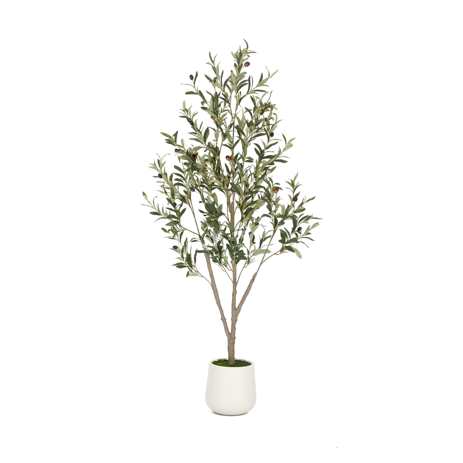 Olive Trees Artificial Indoor, 5FT Tall Faux Olive Tree with White Tall Planter