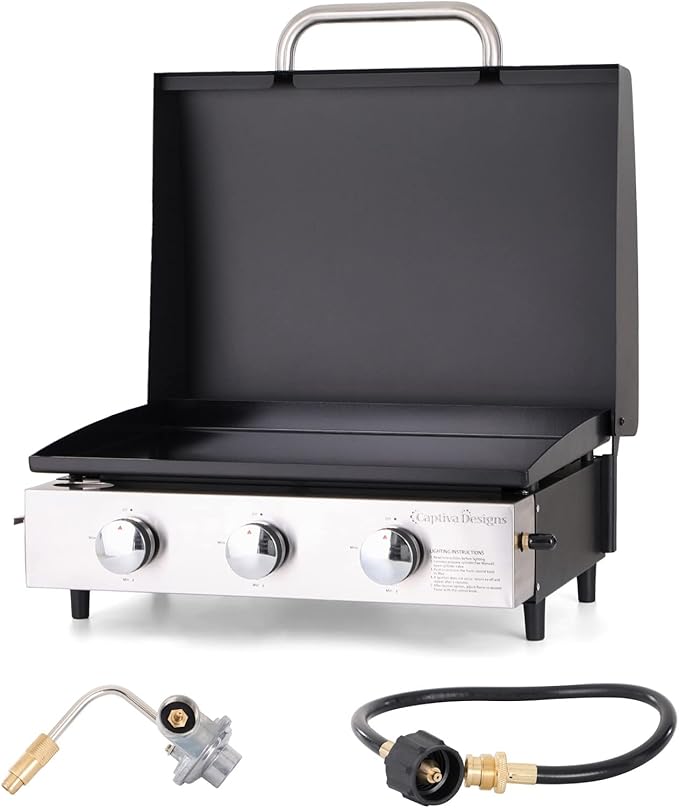 Charcoal and Propane Gas Grill Combo with Side Burner & Porcelain-Enameled Cast Iron