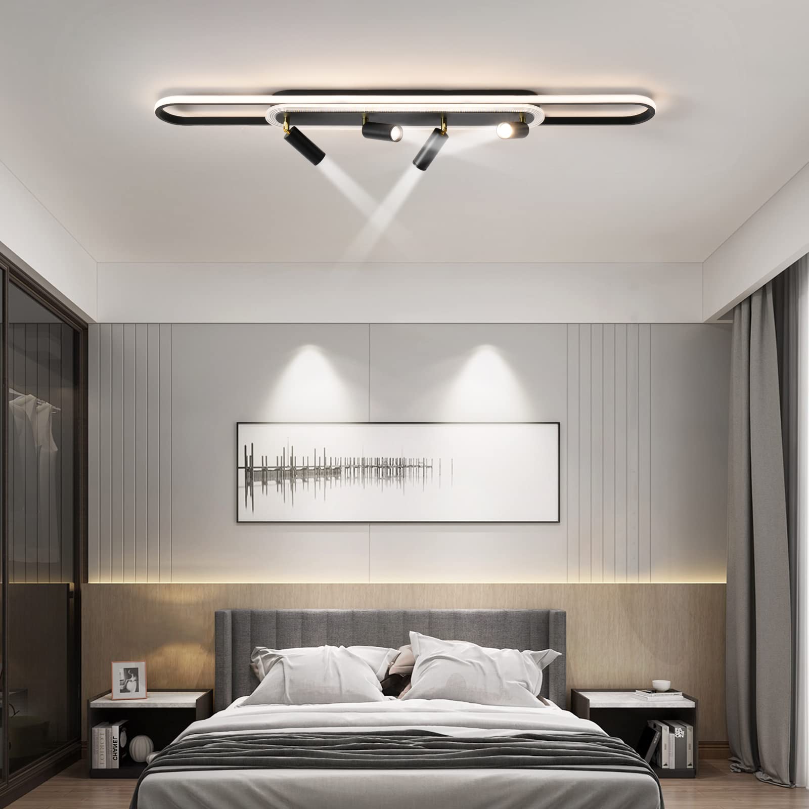 Modern LED Ceiling Light 6-Light track light Spotlight Frosted Black Geometric Ceiling Light