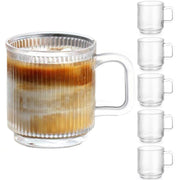 6 PACK Premium Glass Coffee Mugs with Handle