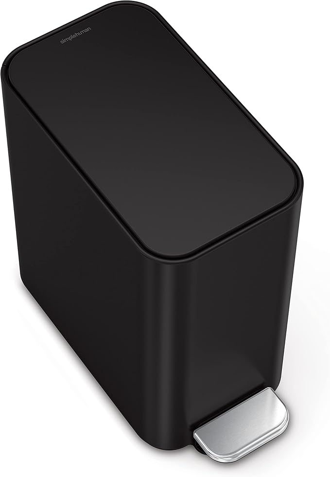 Small Bathroom Trash Can with Lid, Stainless Steel Waste Basket