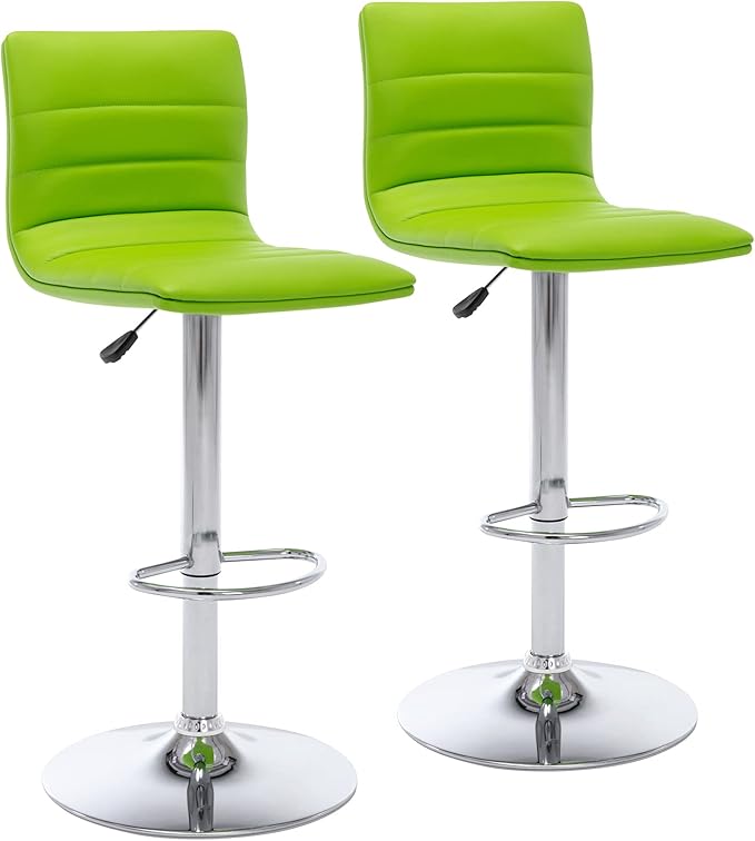 PU Leather Bar Stools, Modern Square Adjustable Swivel Barstools with Back