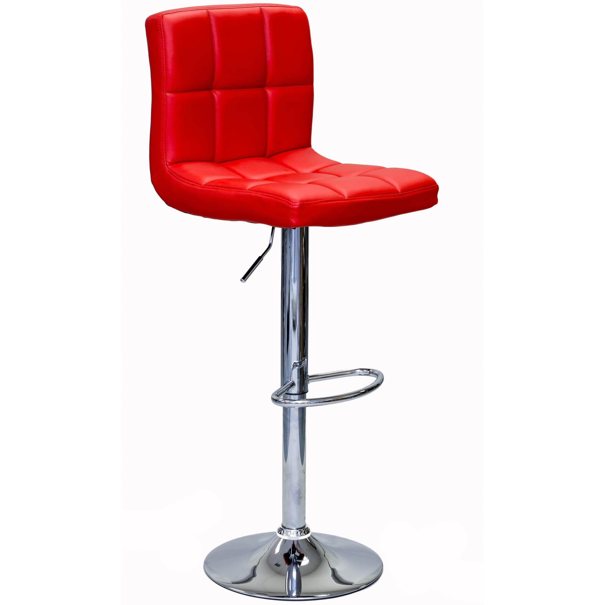 Liberty Swivel Leatherette Adjustable Hydraulic Bar Stool, Set of 2 (RED)