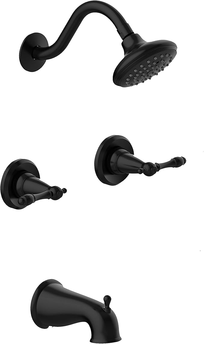 Bath and Shower Trim Kit with Valve, Dual-Handle, High-Pressure Shower Head