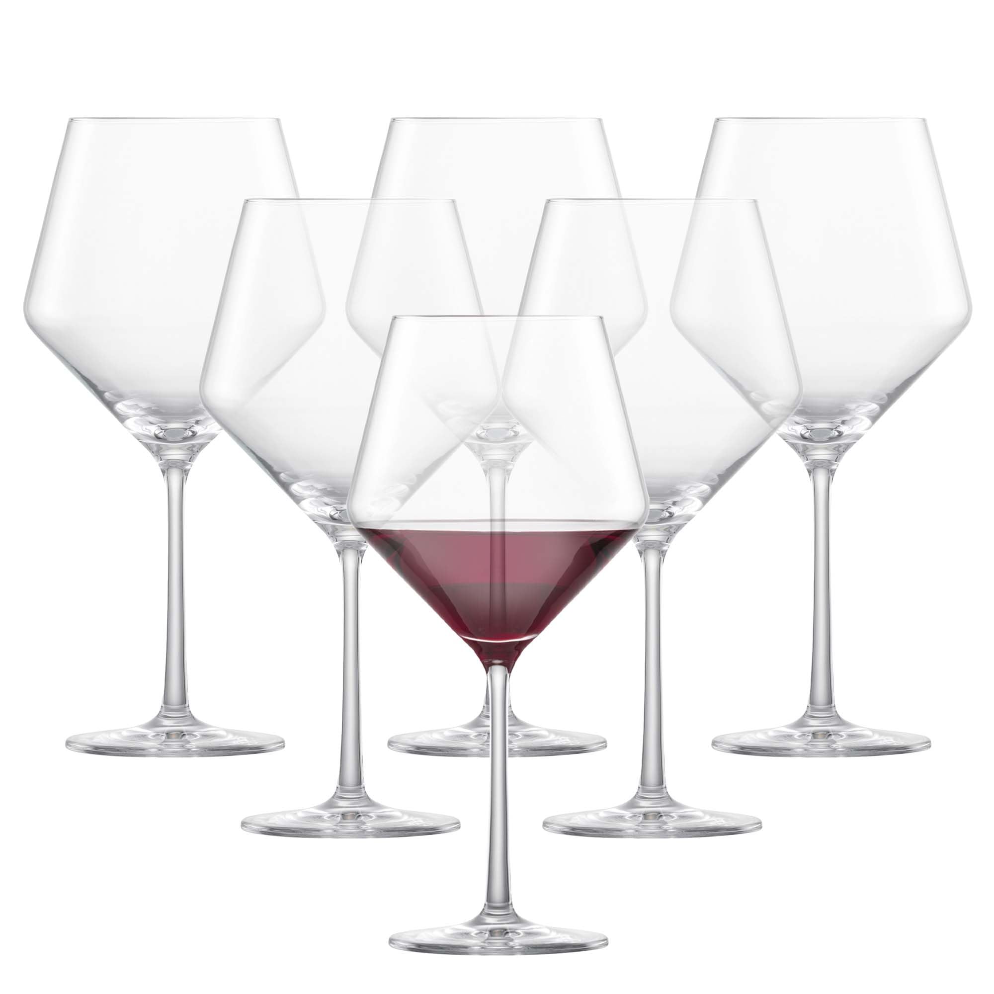 Pure Burgundy Red Wine Glass (Set of 6), Graceful Burgundy Glasses for Red Wine