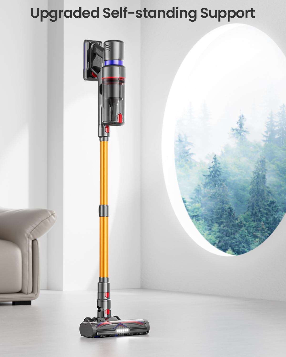 Cordless Vacuum Cleaner, 45Kpa 550W 65Mins Self-Standing Vacuum Cleaners for Home, Stick Vacuum with Touch Screen, Anti-tangle Brush, Rechargeable Vacuum Cordless for Pet Hair, Carpet, Hardwood Floor