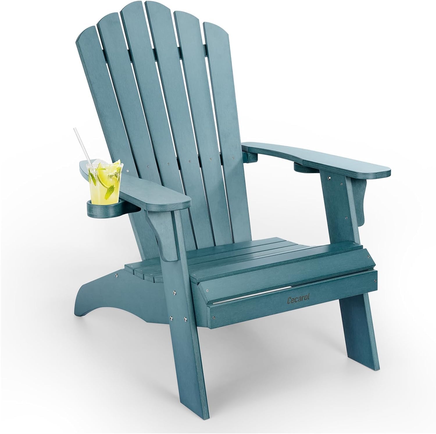 Oversized Adirondack Chair Plastic, Outdoor Fire Pit Chair with Cup Holder