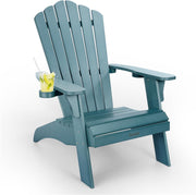 Oversized Adirondack Chair Plastic, Outdoor Fire Pit Chair with Cup Holder
