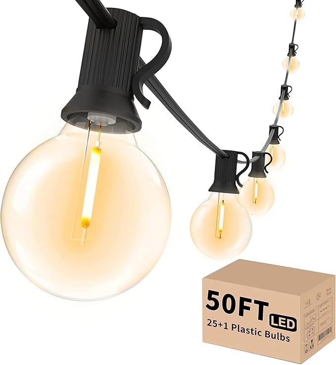 String Lights 200 FT, Patio Lights with 104 Shatterproof LED Bulbs, Commercial