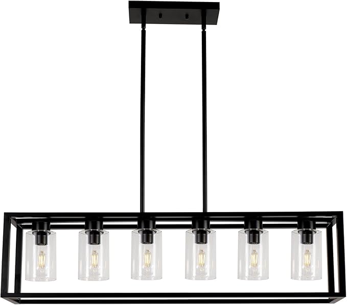 Farmhouse Dining Room Light Fixture Kitchen Island Pendant Lighting Rectangle Black Dining