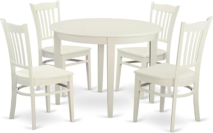 BOGR5-WHI-W 5 Piece Dining Room Furniture Set Includes a Round Kitchen