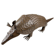 22” Rustic Metal Armadillo Sculpture – Large Textured Welded Iron with Springy