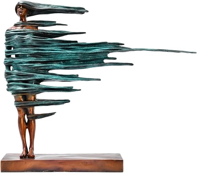 Modern Abstract Bronze Sculpture -Wind-Swept Female Form Statue