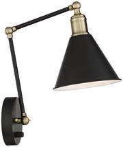 Modern Indoor Adjustable Swing Arm Wall Lamp with Cord Set of 2 Black Antique