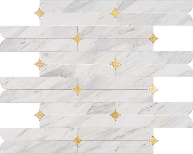 Petal Peel and Stick Backsplash, 10-Sheet Peel and Stick Wall Tiles PVC Mixed Metal