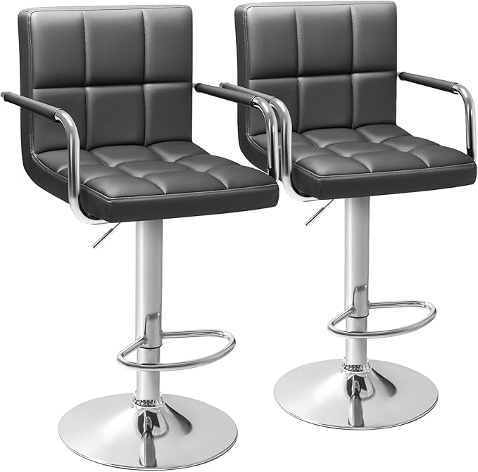 Bar Stools Modern PU Leather Adjustable Swivel Barstools