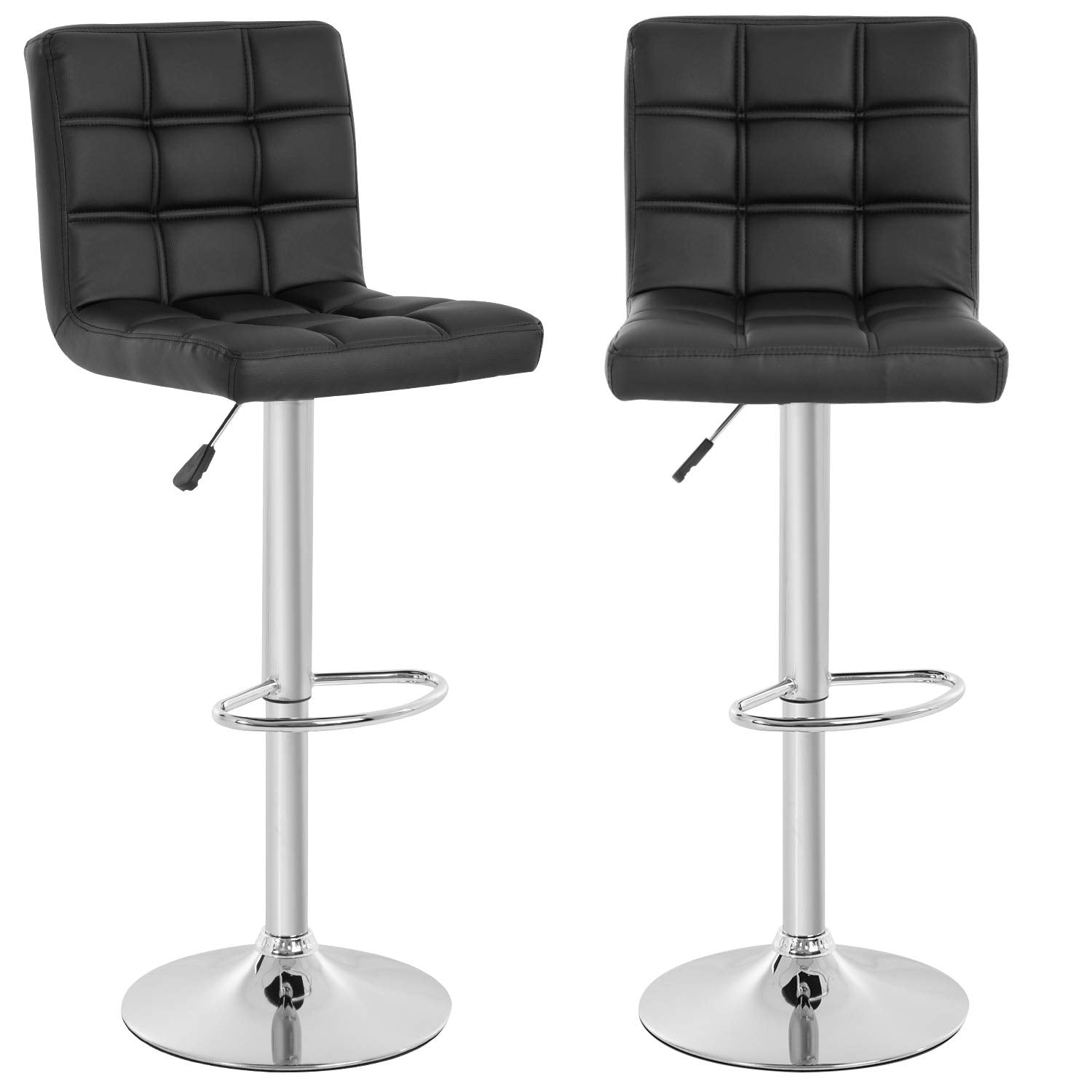 Set of 2 Barstools Modern Bar Stool PU Leather Height Adjustable Counter