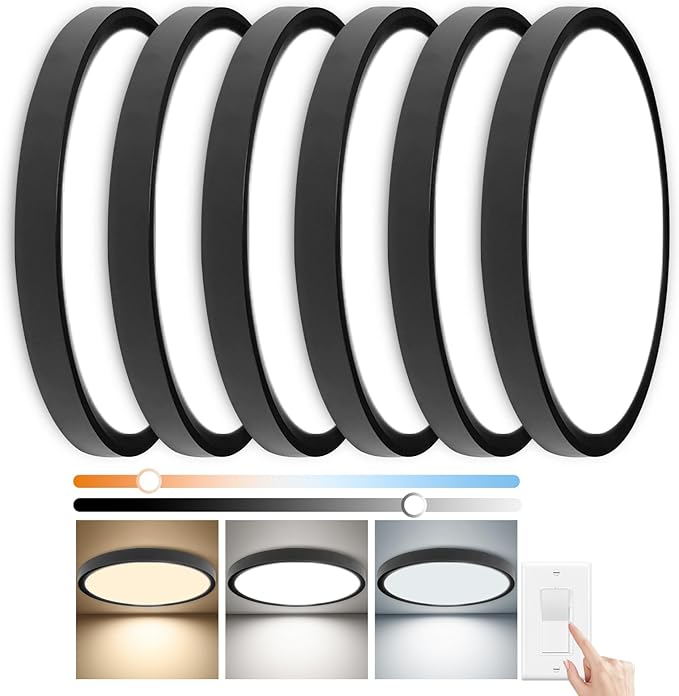 15.8'' Dimmable LED Flush Mount Ceiling Light – 3000K/4000K/5000K CCT Selectable for Bedroom, Living Room, Kitchen, Office, 32W 3200LM, Modern Light Fixtures (4 Pack, White)