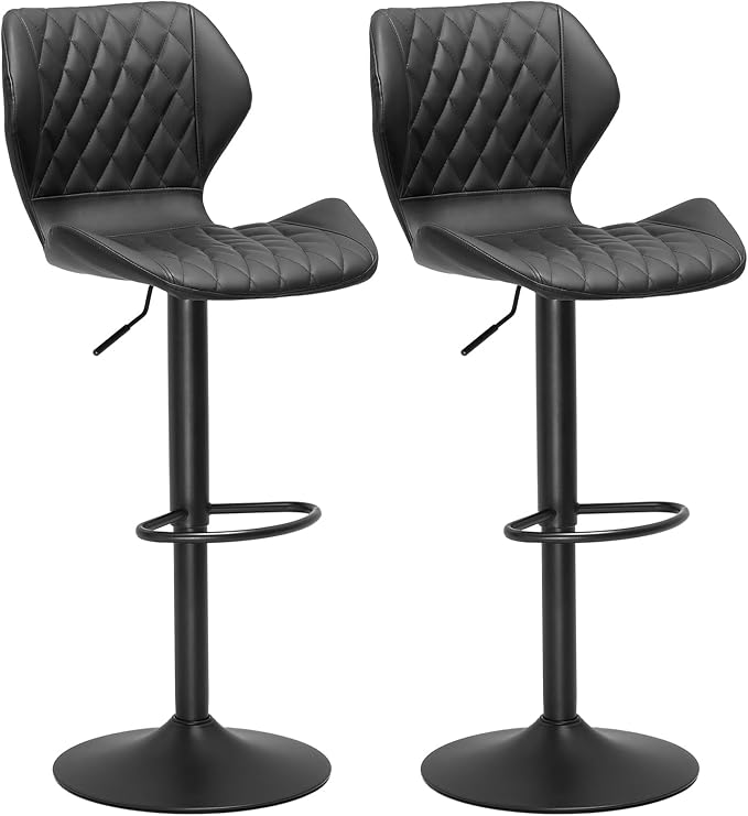 Bar stools Set of 4 Brown Leather Bar Stools, Adjustable Counter Height Barstools
