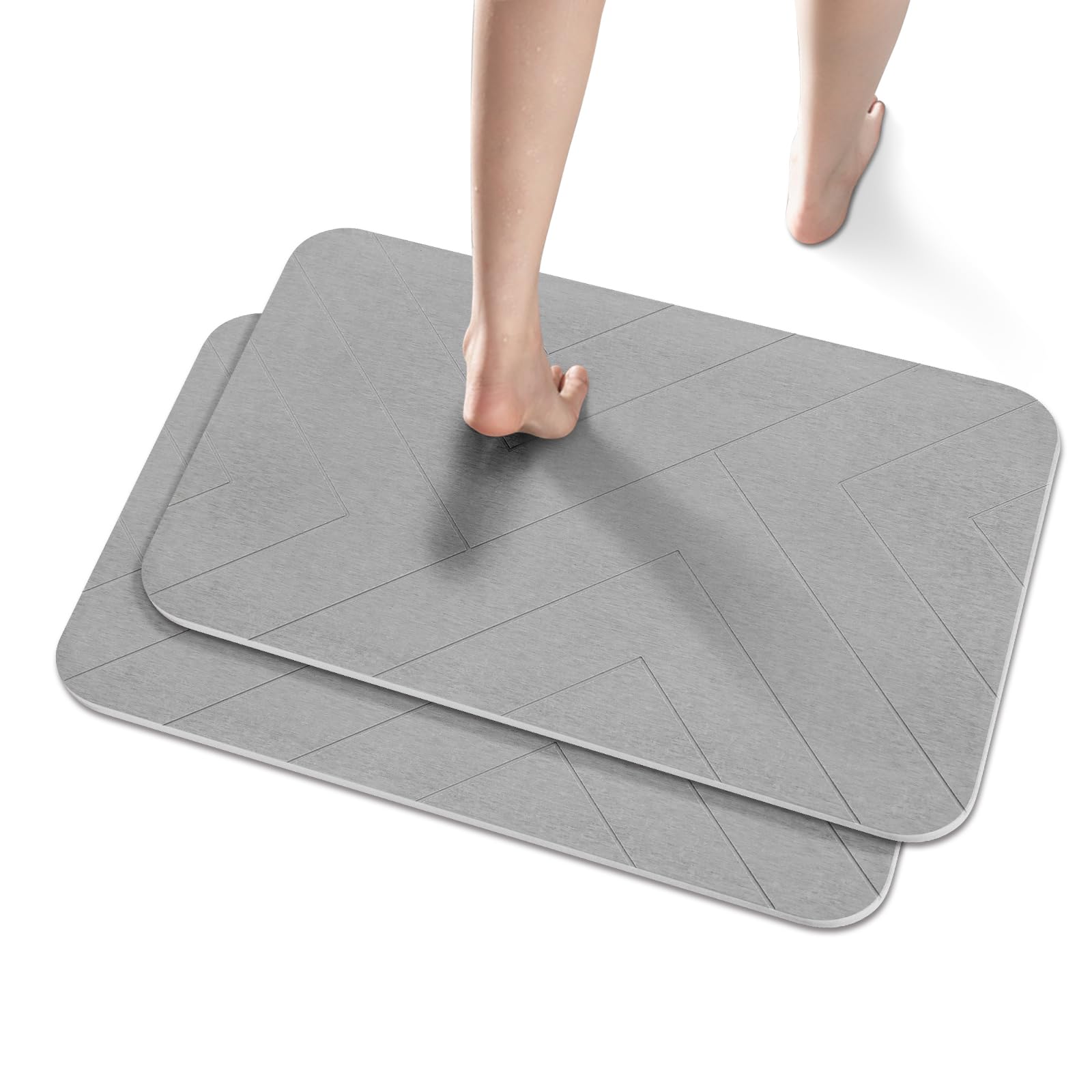 2 Pack Diatomaceous Earth Shower Mat, Stone Bath Mat