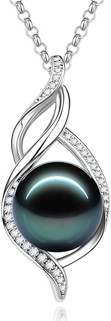 Gift for Women Wife Natural Tahitian Pearl Necklace Sterling Silver Ondine’s