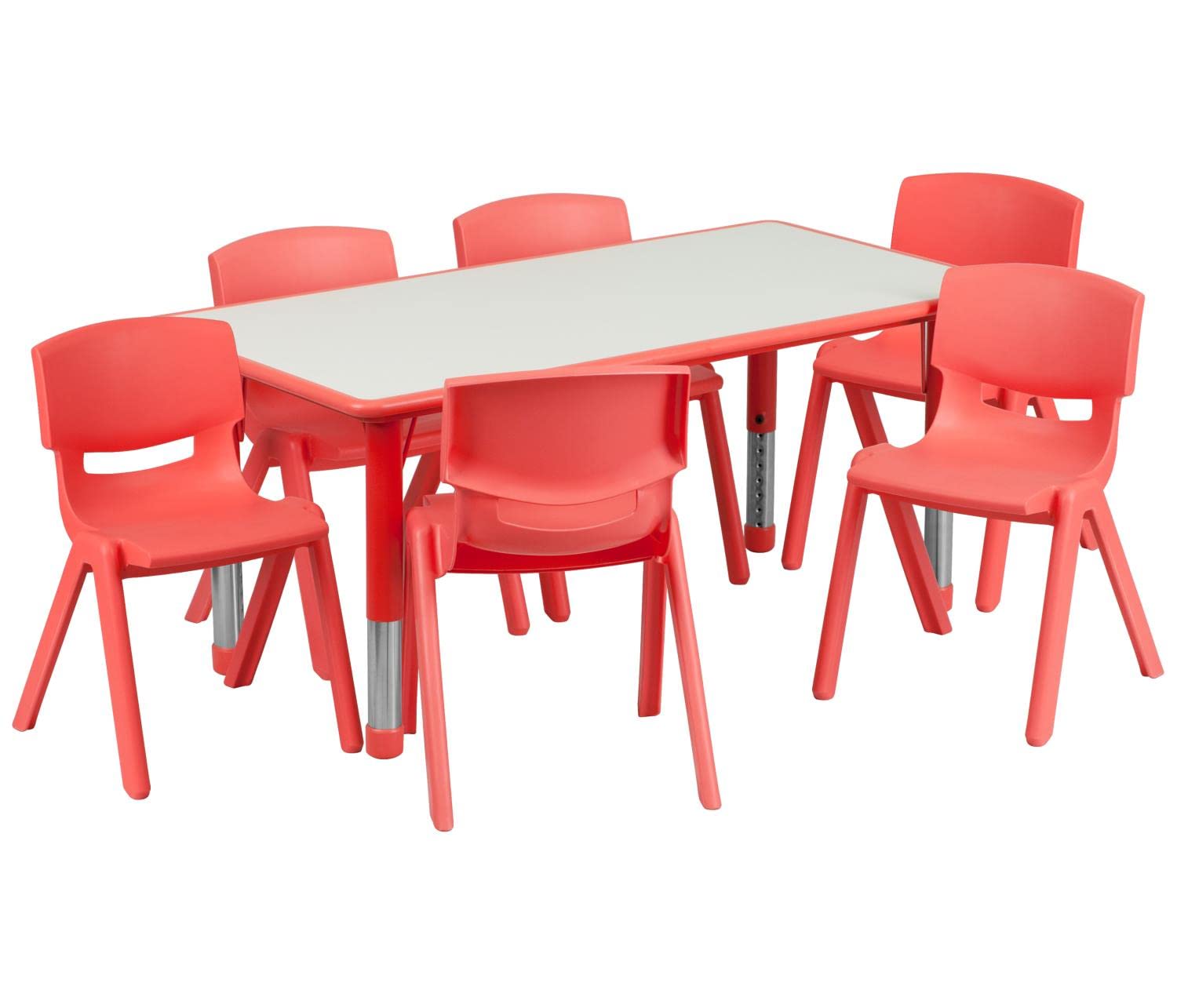 Emmy Adjustable Classroom Activity Table with 6 Stackable Chairs