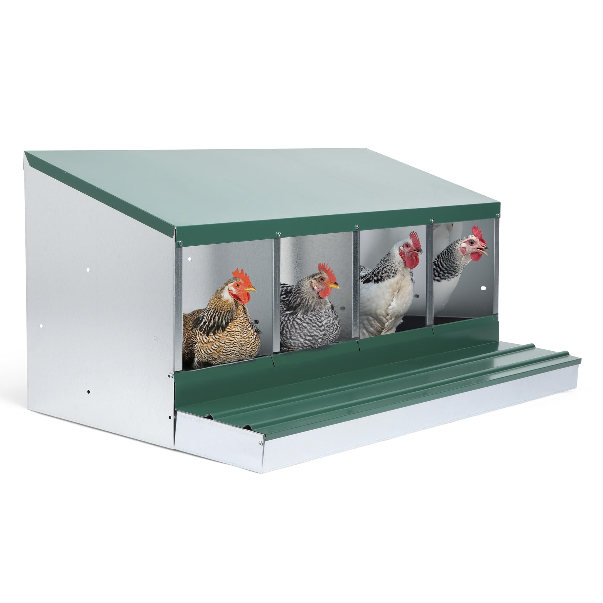Deluxe Metal 4 Compartment, Forward Rollout & Rollaway, Hen & Chicken Nesting Box