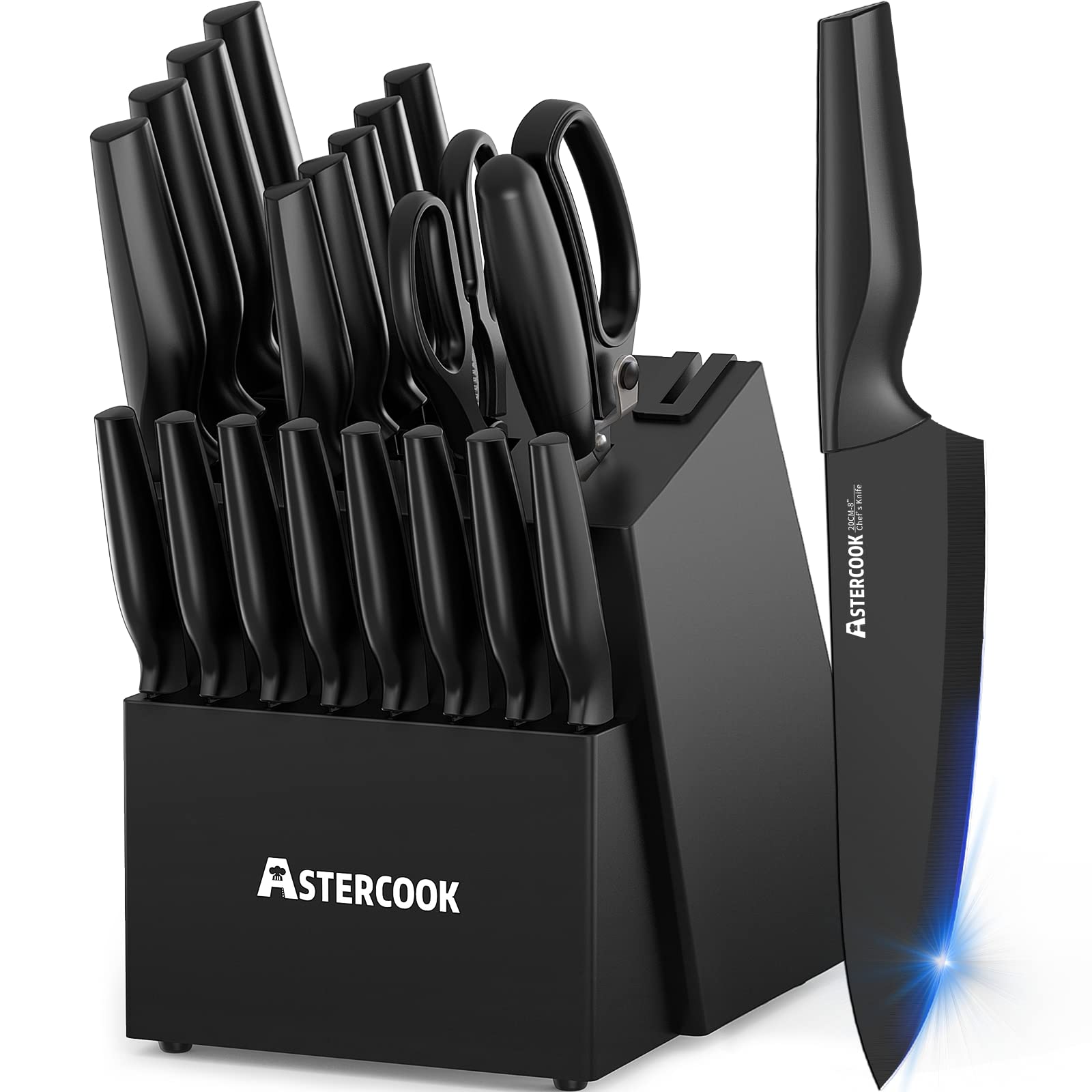 Knife Set, Astercook 21 Pieces Knife Sets for Kitchen with Block
