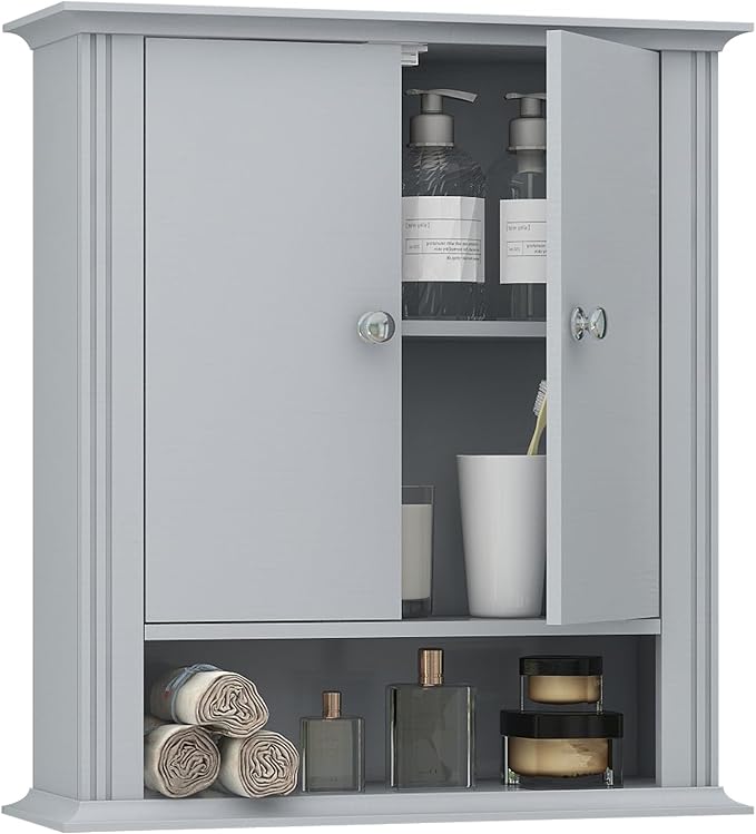 Wall Mounted Bathroom, Medicine Cabinet with 2 Doors