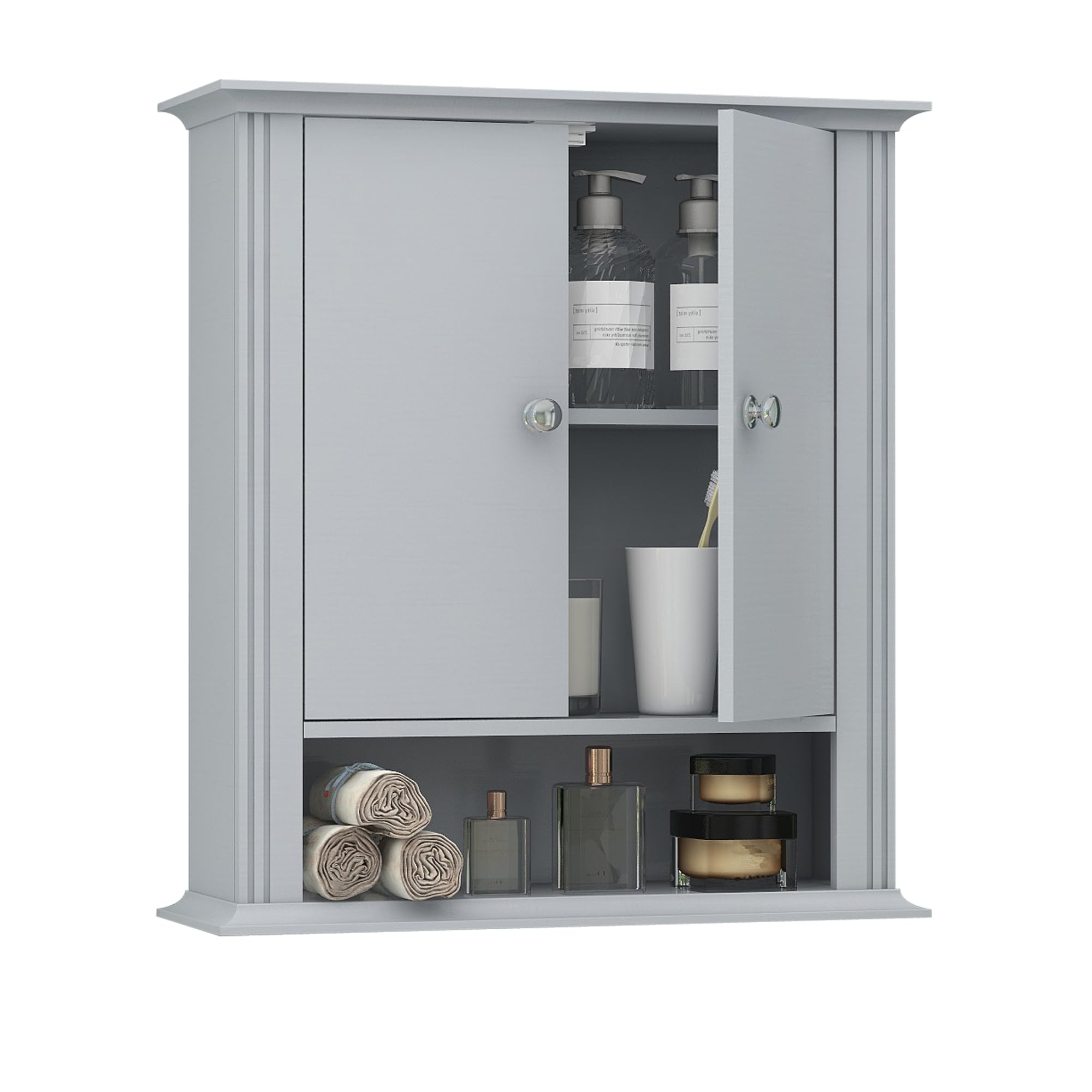 Wall Mounted Bathroom, Medicine Cabinet with 2 Doors