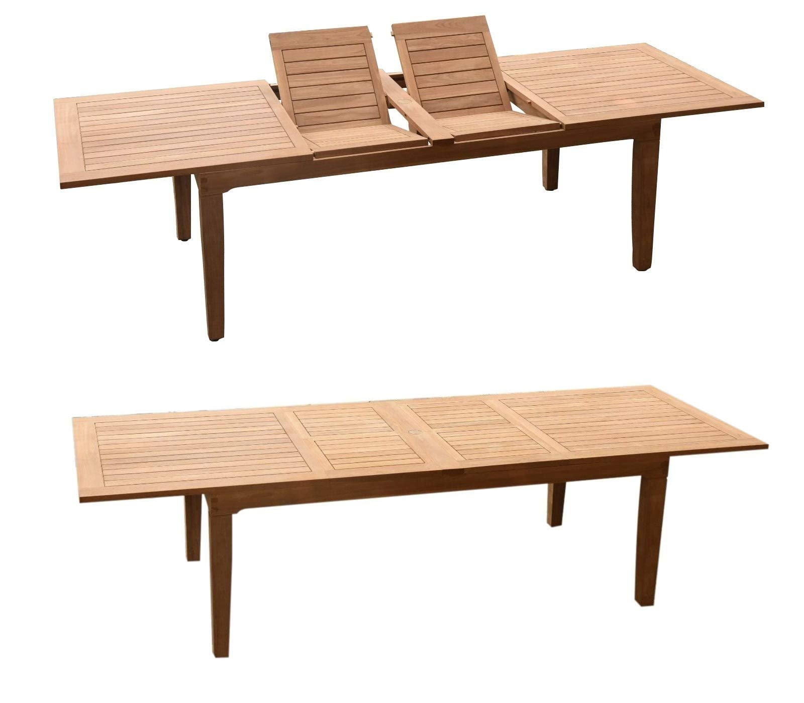 Grade-A Teak Wood Dining Set: 122" Caranas Double Extension Rectangle Table