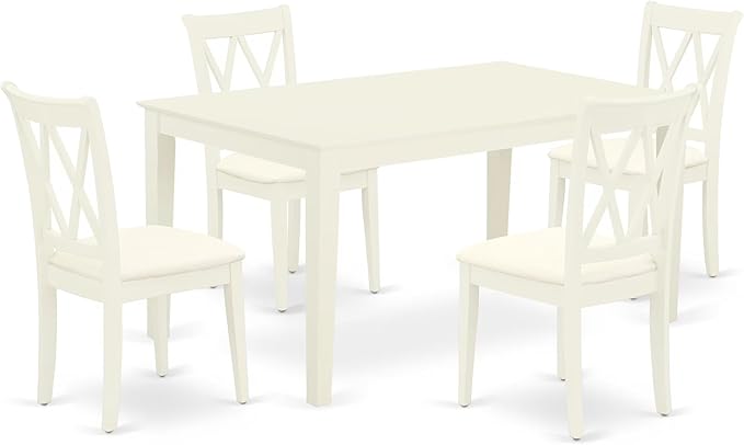 East West Furniture CACL5-LWH-C 5 Piece Dining Room Table Set Includes