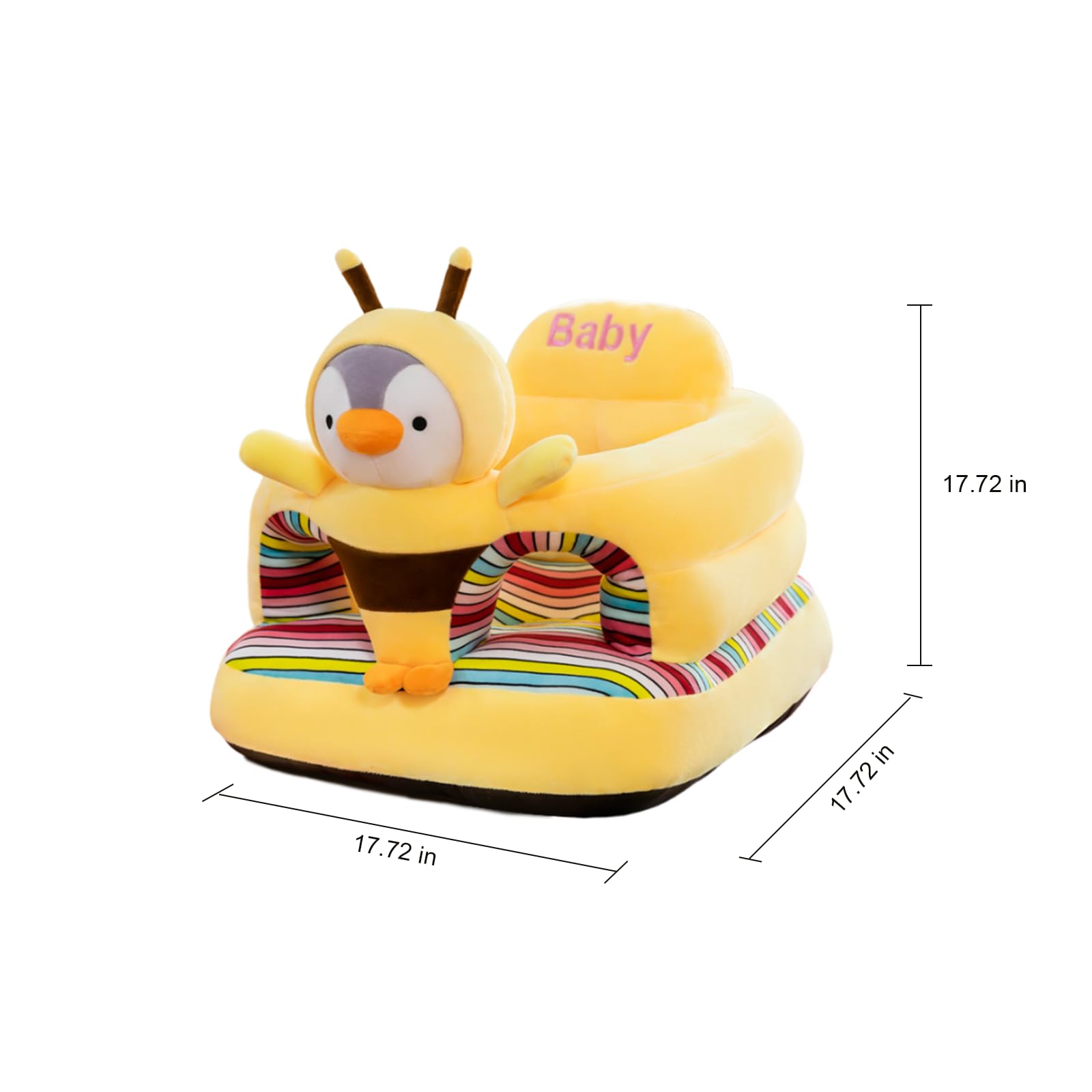 HEVOY Baby Seat for 3-24 Month, Infant Back Support Floor Chair, Plush Cartoon Animals Baby Sofa, Toddler Floor Seater for Sitting Up, Portable Activity Seat for Babies (Bee)