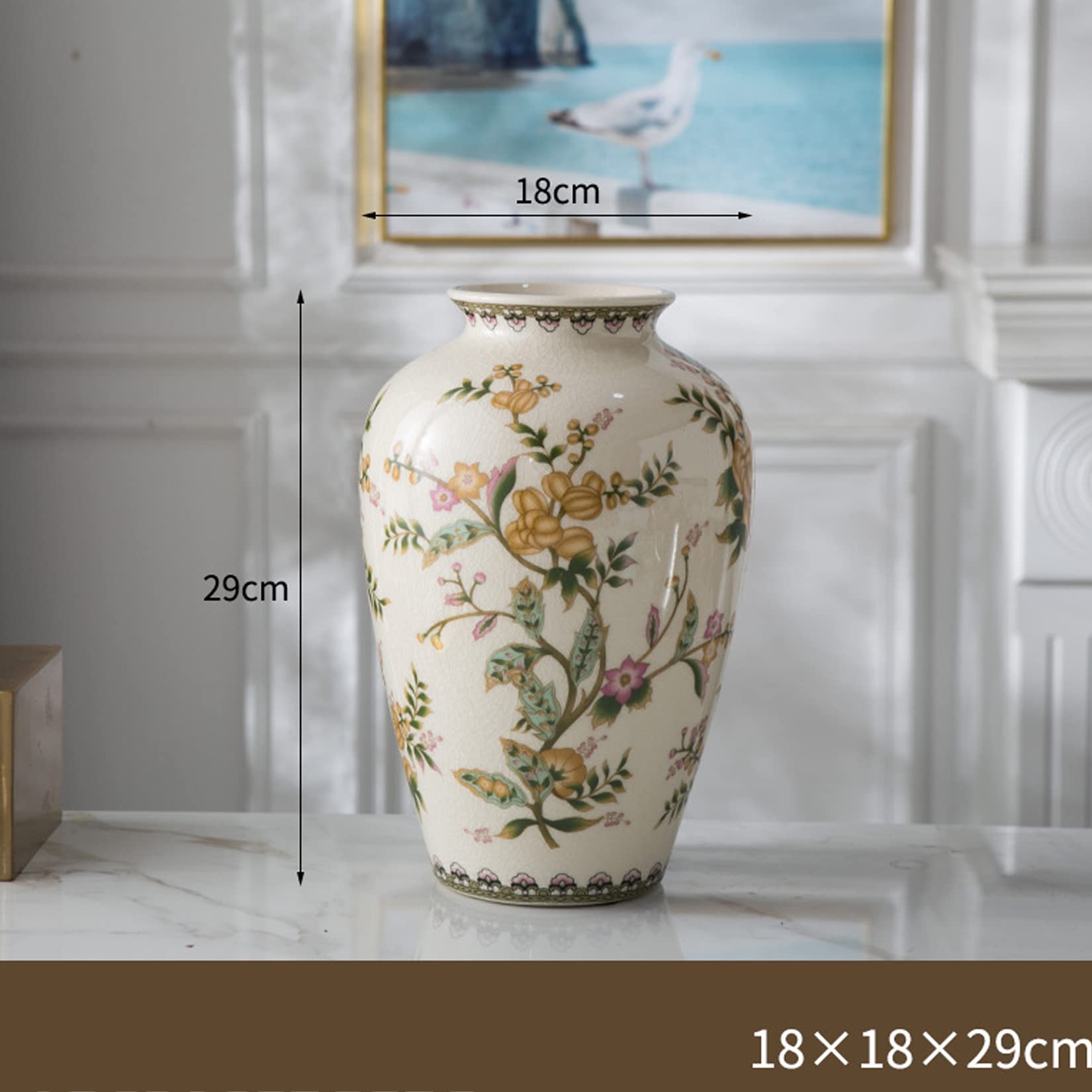 11" China Ceramic Vase Blue and White Chinoiserie Vase Decorative Flower