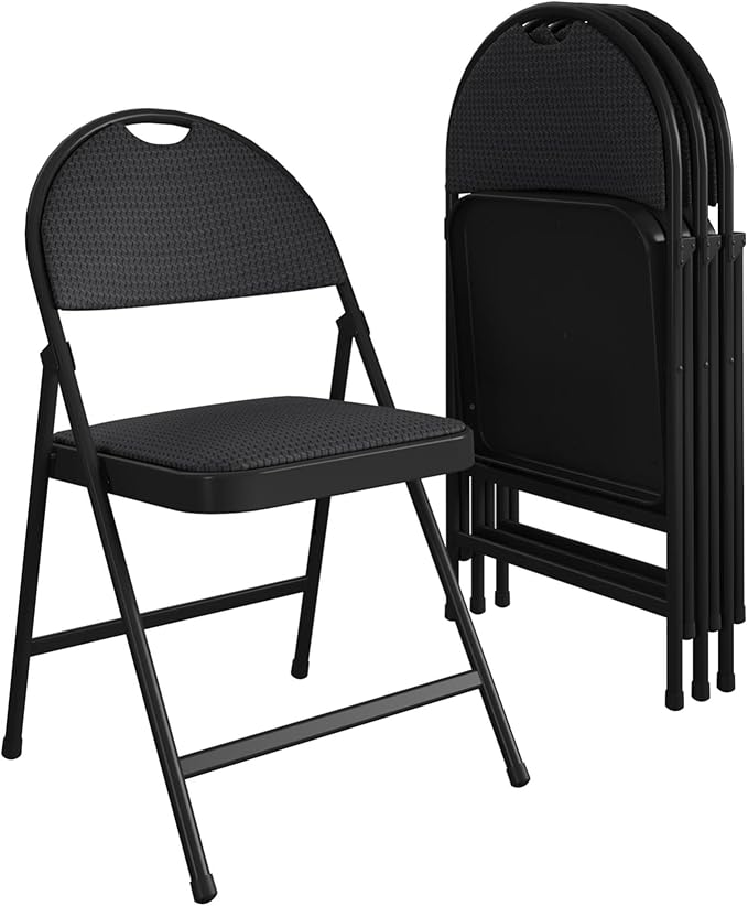 Commercial XL Smartfold Fabric Padded Chair, 4-Pack, Black