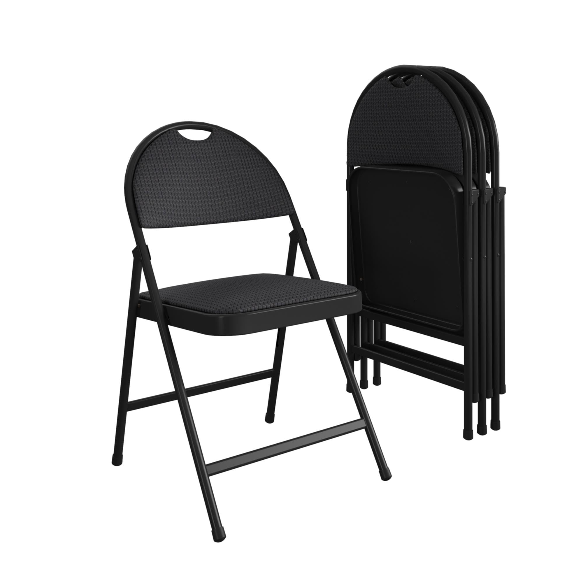 Commercial XL Smartfold Fabric Padded Chair, 4-Pack, Black