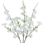 3 Pcs Artificial Cherry Blossom Branches Flowers White Silk Peach Flowers Bulk Faux